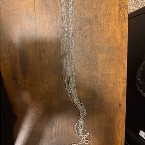 Layered Silver Chain Necklace - Multi Strand